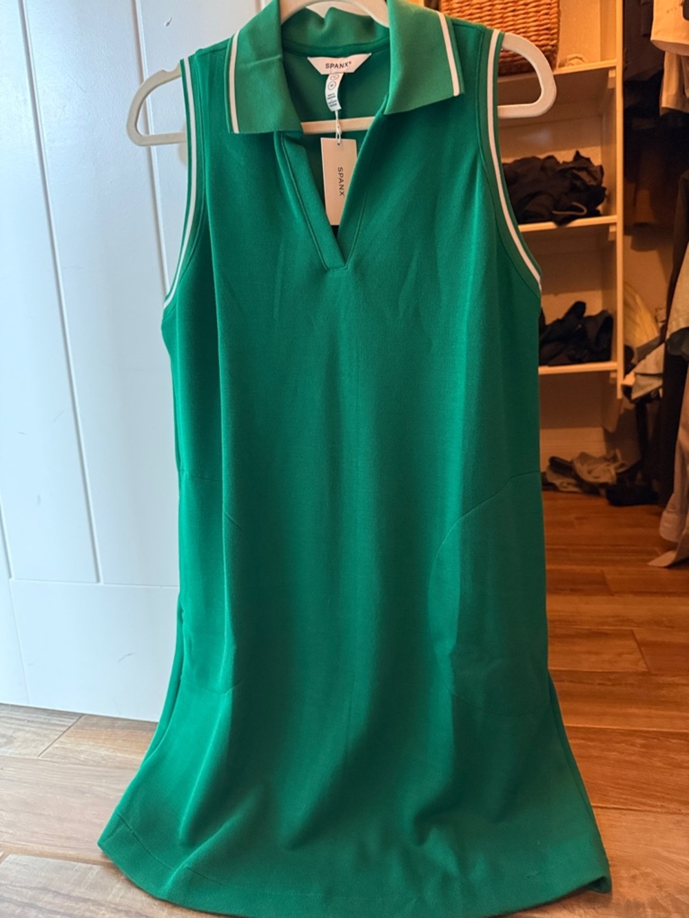 SPANX Green Sleeveless Polo Mini Dress